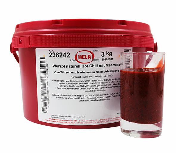 Würzöl naturel hot chili 3kg. spand (Skaffevare)