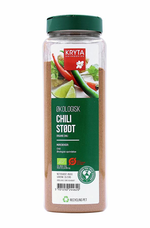 Øko chili stødt 450gr. dåse