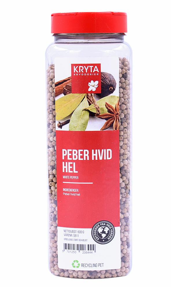 Peber hvid hel 600gr. dåse